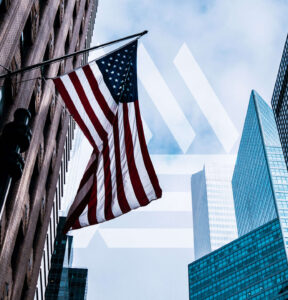 USA flag on side of building